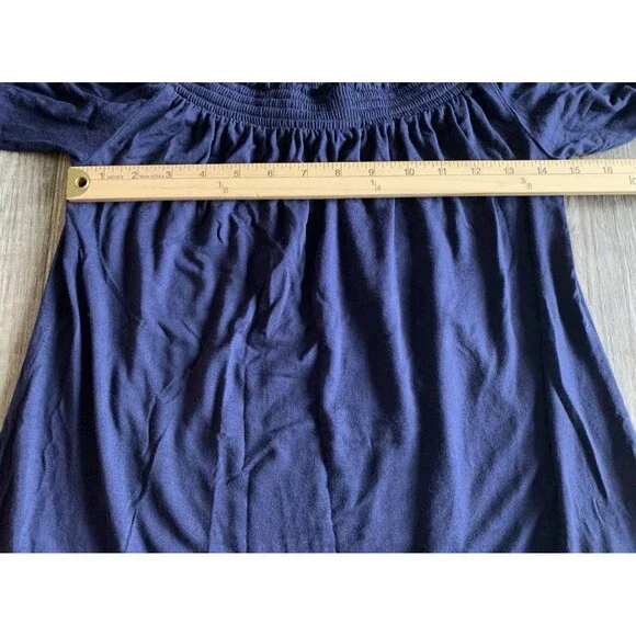 Lilly Pulitzer Almeria Navy Blue Smocked Off Shoulder Blouse Top Women’s Small - Picture 6 of 8